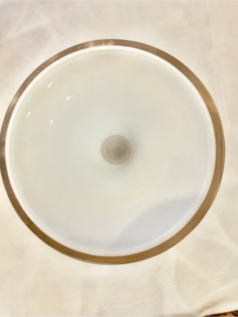 White opaline/milk glass gilded (gold) flower speckled gold stippling red dots
